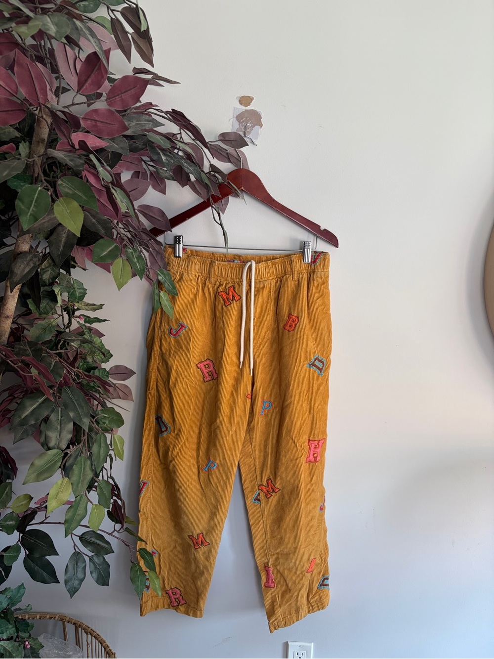 Urban Outfitters Mustard Corduroy Pants with Multicolor Embroidery - Picture 3 of 6
